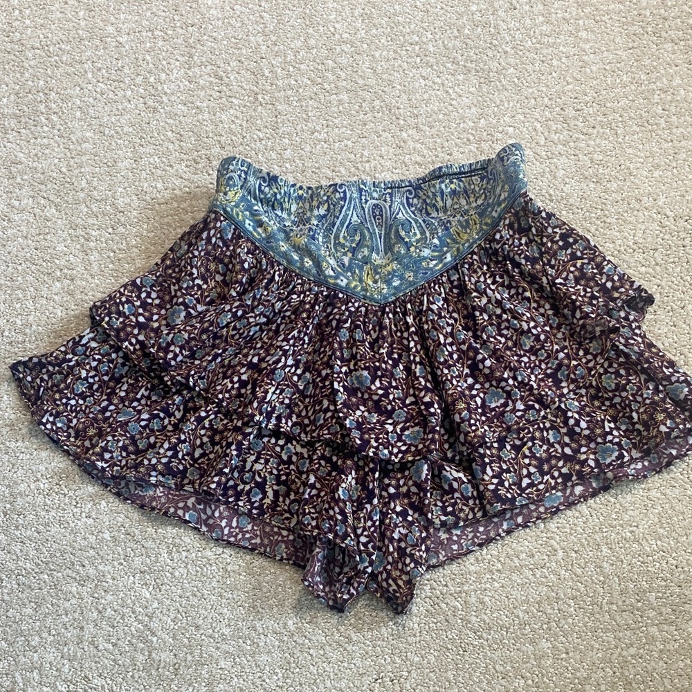 Free People Multicolor Floral Ruffle Shorts